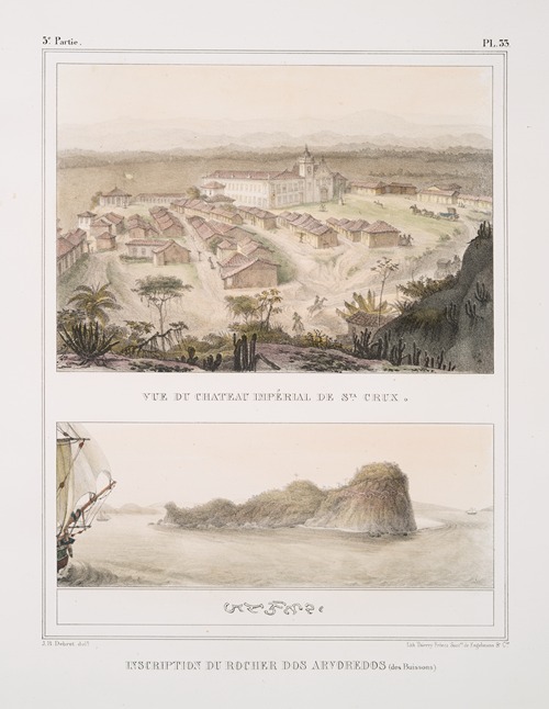 Vue de chateau impérial de Santa-Crux; Inscription du rocher dos Arvoredos (des Buissons)