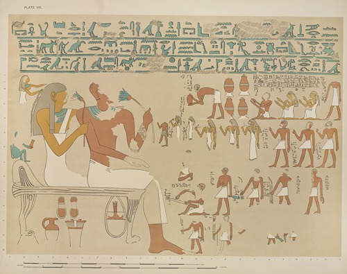 On the left we are shown Sebeknekht and his wife, seated. To them come a numerous concourse of relations, friends, and servants