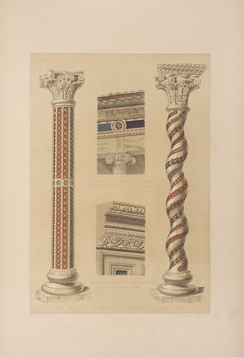 A. A. From the cloisters of San Giovanni–Laterano, Rome; Entablature of the portico of San Lorenzo fuori le Mura, Rome