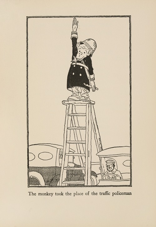 The monkey took the place of the traffic policeman
