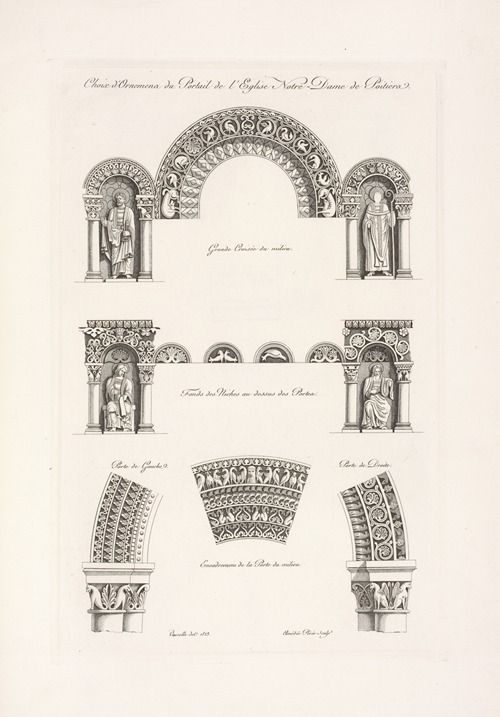 Choix d’ornemens du portail de l’église Notre-Dame de Poitiers.