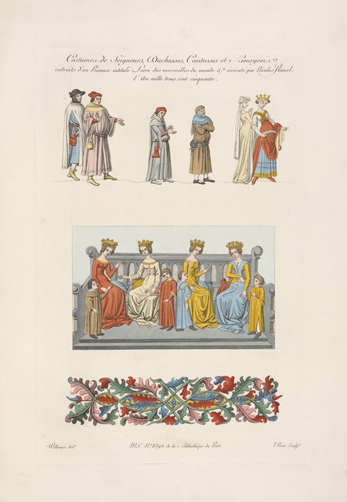 Costumes de seigneurs, duchesses, comtesses et bourgeois extraits d’un roman intitulé. […]