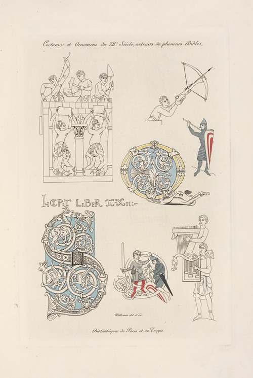 Costumes et ornemens du XIIe. siècle, extraits de plusieurs bibles.