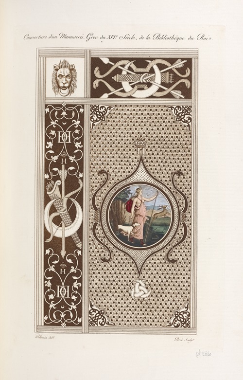 Couverture d’un manuscrit grec du XVIe. siècle, de la bibliothèque du roi.