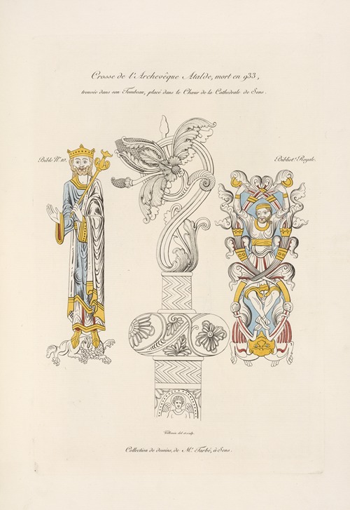 Crosse de l’archevêque Atalde, mort en 933, trouvée dans son tombeau, placée dans le chœur de la cathédrale de Sens.