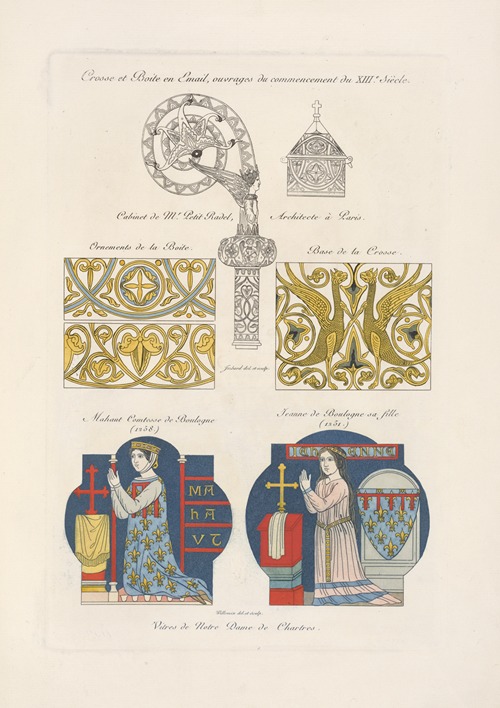 Crosse et boite en émail, ouvrages du commencement du XIIIe. siècle.