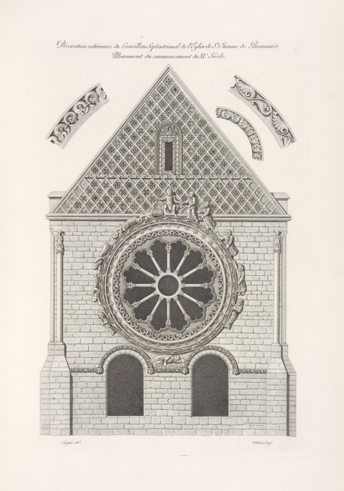 Décoration extérieure de croistillon septentrional de l’église de St. Étienne de Beauvais monument du commencement du XIe. siècle.