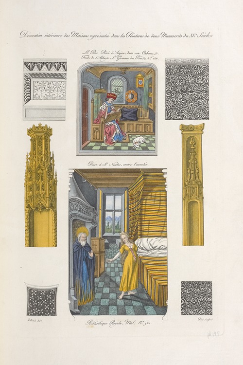Décoration intérieure des maisons représentée dans les peintures de deux manuscrits du XVe. siècle