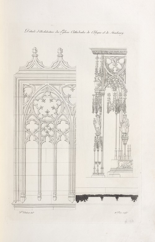 Détails d’architecture des églises cathédrales de Cologne et de Strasbourg.