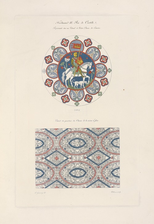 Ferdinand III, roi de Castille; représenté sur un vitrail […]; vitrail du pourfour de choeur de la même église.