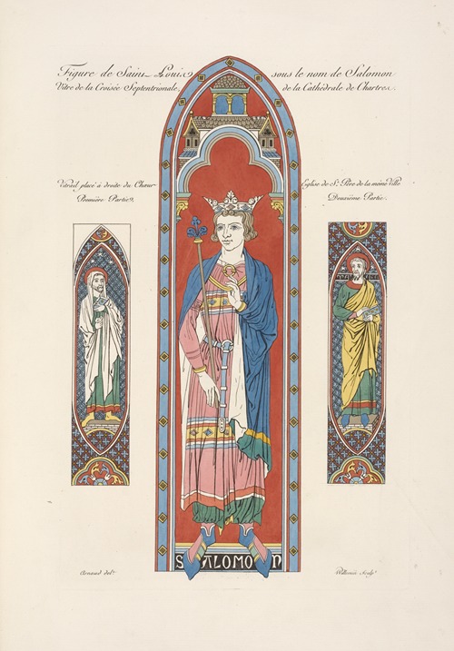 Figure de Saint Louis sous le nom de Salomon vitre de la croisée septentrionale, de la cathédrale de Chartres.