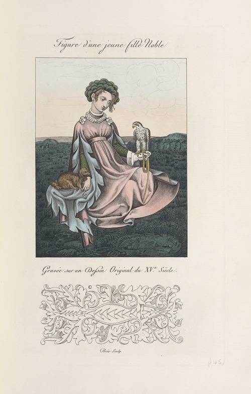 Figure d’une jeune fille noble; gravée sur un dessin original du XVe. siècle