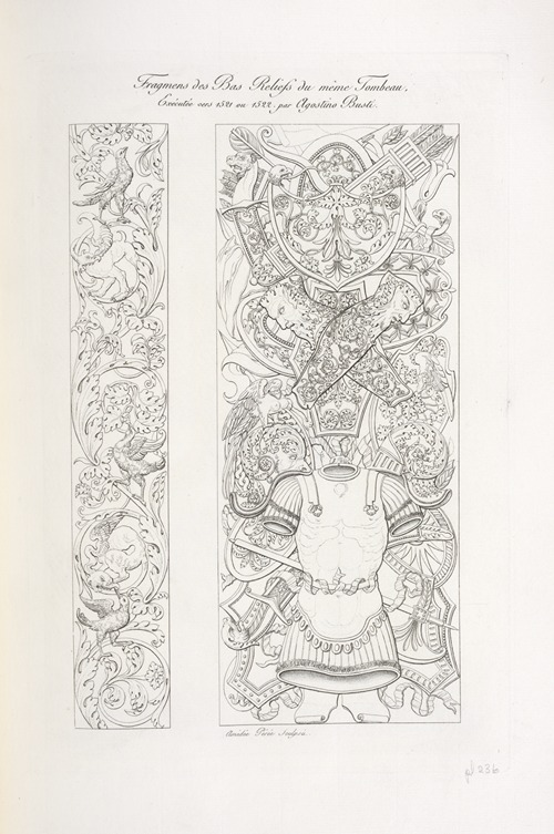 Fragmens des bas reliefs du même tombeau, exécutée ver 1521 ou 1522, par Agostino Busti.