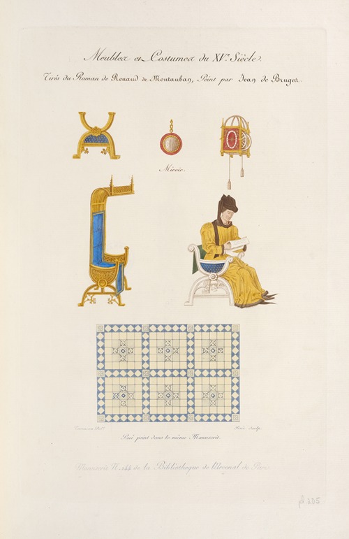 Meubles et costumes du XVe. siècle. Tirés du roman de Renaud de Moutauban, peint par Jean de Bruges.