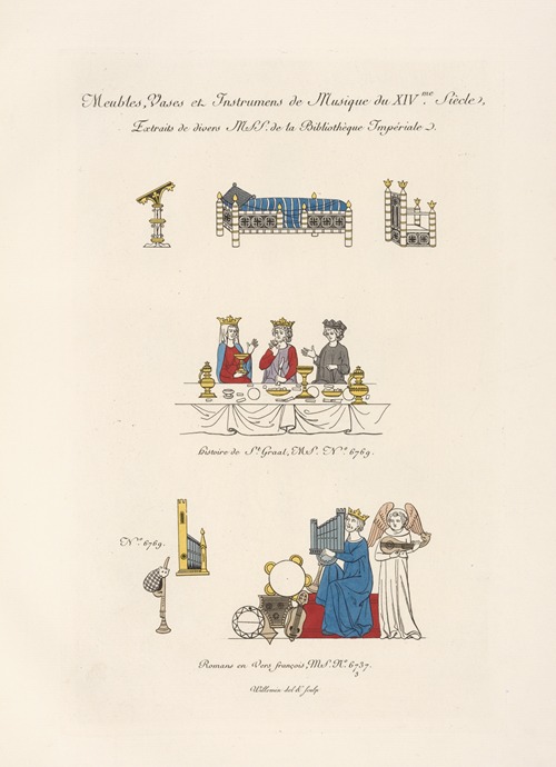 Meubles, vases et instrumens de musique du XIVme. siècle.