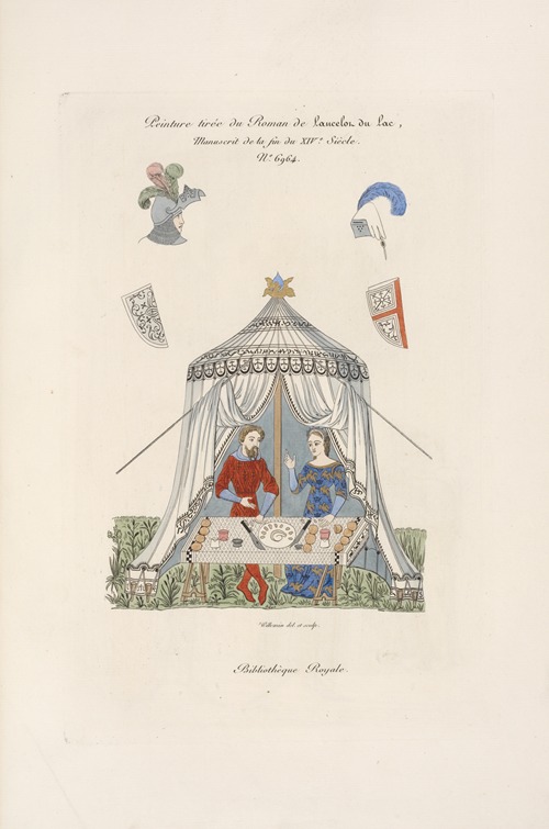 Peinture tirée du roman de Lancelot du lac, manuscrit de la fin du XIVe. siècle. No. 6964.