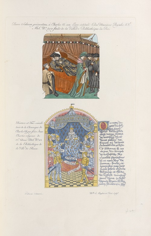 Pierre Salmon prèsentant à Charles VI, son livre intiulé; des maximes royales & [….]