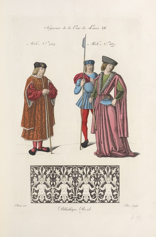 Seigneurs de la cour de Louis XII. MS. no. 4804. MS. no. 6877. [Design of four monsters with vegetal shapes.]