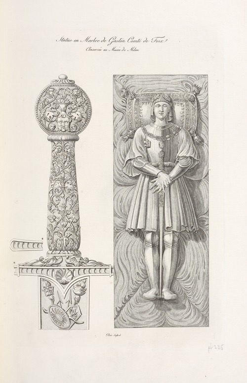 Statue en marbre de Gaston comte de Foix conservée au musée de Milan.