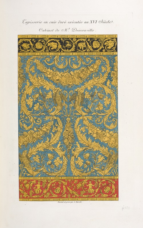 Tapisserie en cuir doré exécutée au XVI siècle. Cabinet de Mr. Demonville