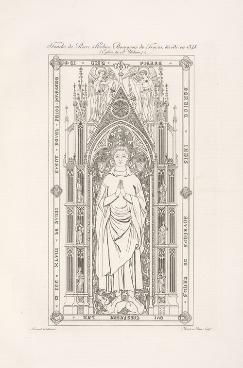 Tombe de pierre d’herbice Bourgeois de Troyes, décédé en 1348 (Église de St. Urbain.)