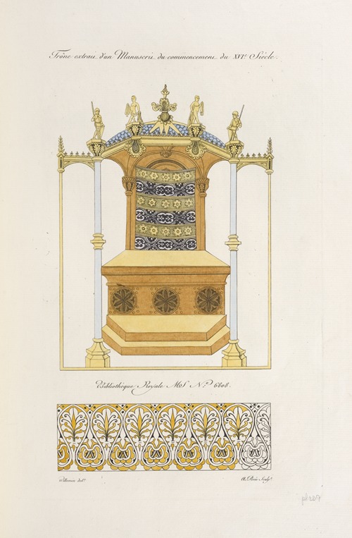Trône extrait d’un manuscrit du commencement du XVIe. siècle.