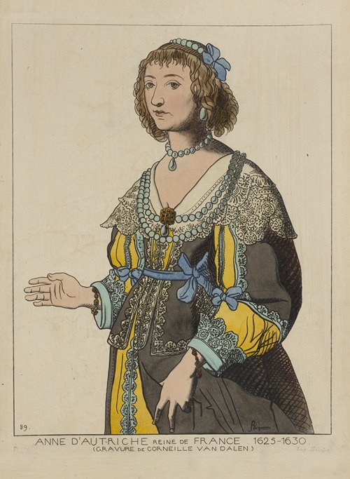 Anne d’Autriche reine de France. 1625-1630. (Gravure de Corneille Van Dalen.)