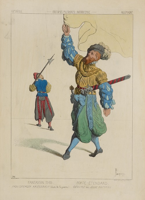 Fantassin, 1595. Frontsperger Kreigsbuch (livre de la guerre.) Port-étendard. Ouevre de Josse Hamman
