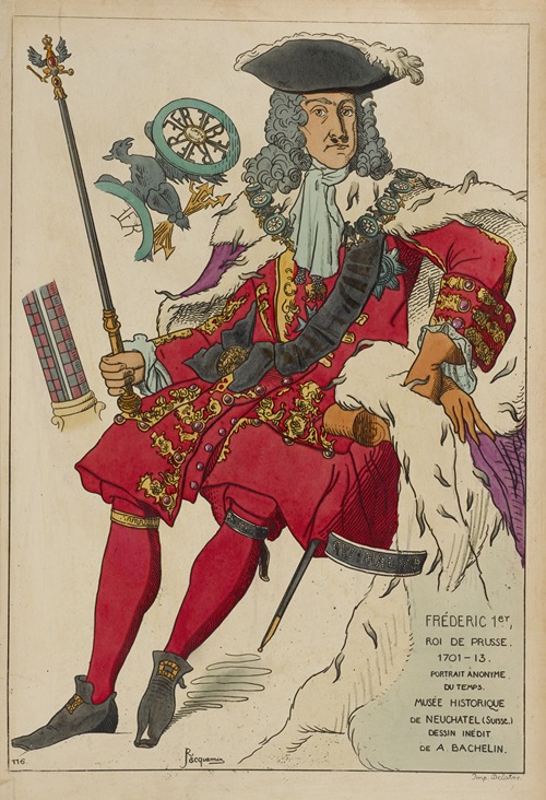Fréderic 1er, roi de Prusse. 1701-13. Portrait anonyme du temps. Musée Historique de Neuchatel (Suisse.)