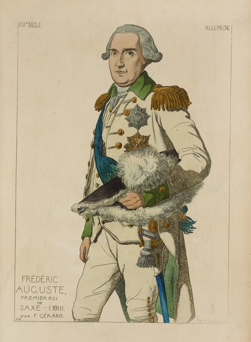 Frédéric Auguste, premier roi de Saxe (1811). D’ap[rès] F. Gérard. XIXe siècle, Allemagne.