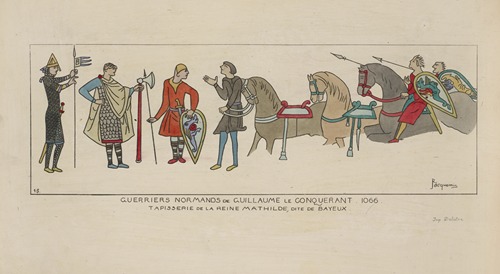 Guerriers Normands de Guillaume le Conquerant 1066. Tapisserie de la Reine Mathilde, dite de Bayeux.