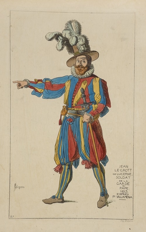 Jean Le Grott de Lucerne, soldat de la garde du pape. 1613. D’apres F[rancesco Villamena.]