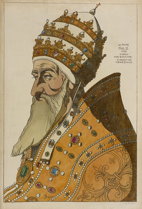 Le Pape Paul III. 1536. D’après une estampe d’Agostino Veneziano.