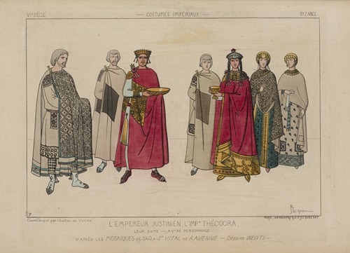 L’Empereur Justinien, L’Imp[eratrice] Théodora, leur suite, autre personnage