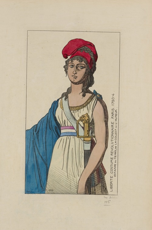 Liberte costume revolutionnaire. Paris. 1793-4. Estampe du temps, de la collec[tion] de l’auteur.