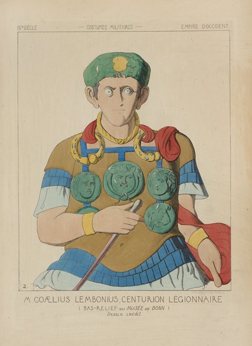 M. Coaelius Lembonius, centurion légionnaire (bas-relief du Musee de Bonn) Dessin inédit.