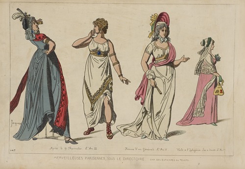 Merveilleuses Parisiennes, sous le directoire. D’ap[rès] des estampes du temps