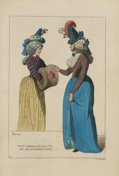 Modes Francaises, de 1791. D’ap[rès] des gravures du temps.