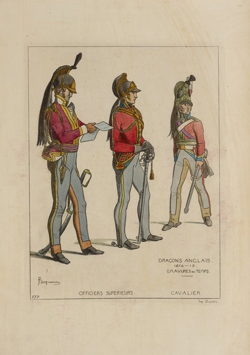 Officiers superieurs. Cavalier. Dragons Anglais. 1814-15. Gravures du temps.