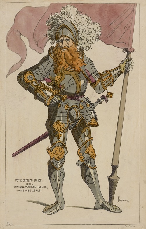 Porte Drapeau Suisse. 1591. D’ap[res] une verriere inedit, conservee a Bale.