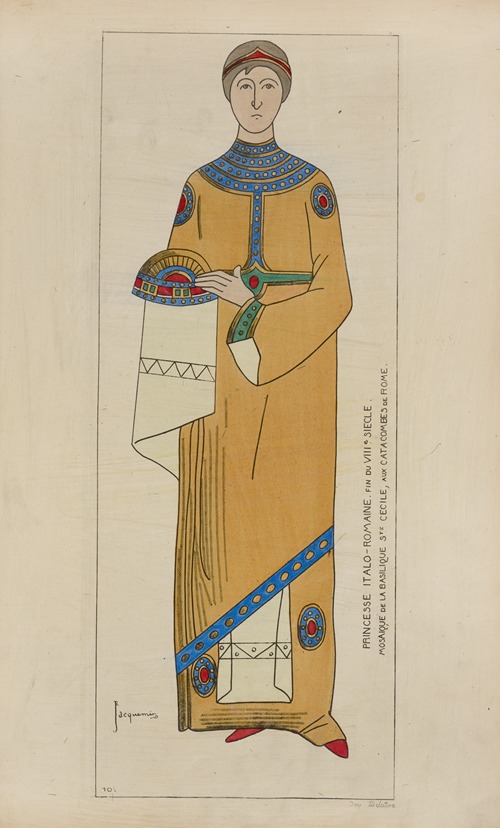 Princesse Italo-Romaine, fin de VIII siecle. Mosaique de la Basilique St. Cecile, aux catacombs de Rome.
