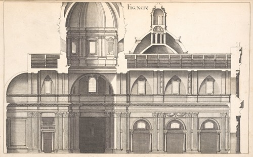 The orthography, or geometrical elevation of the inside of S. Ignatius’s church.