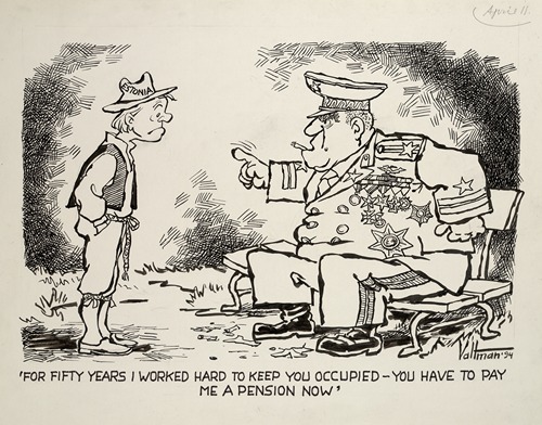‘For fifty years I worked hard to keep you occupied — You have to pay me a pension now’
