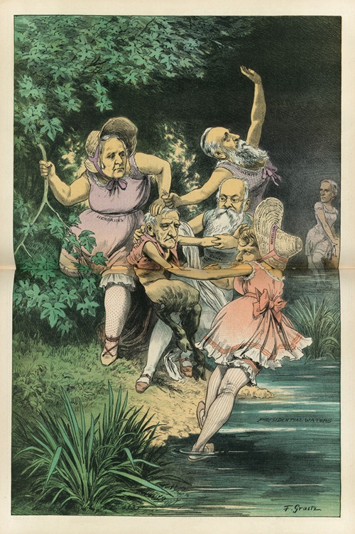 Persuasive nymphs trying to lure the coy faun into the presidential waters