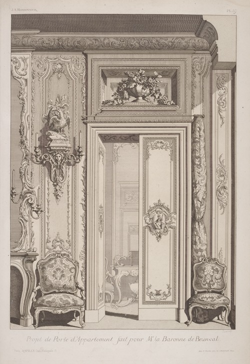 Projet de porte d’appartement fait pour Me. la baronne de Bezenvaul