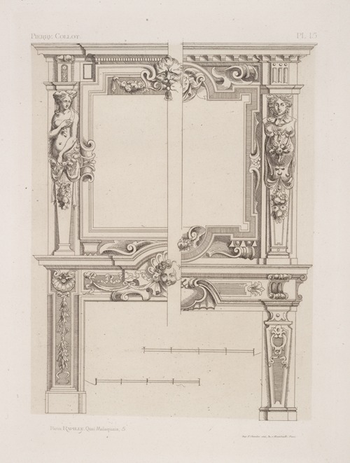 Two designs for chimney pieces of same dimensions but varied decoration