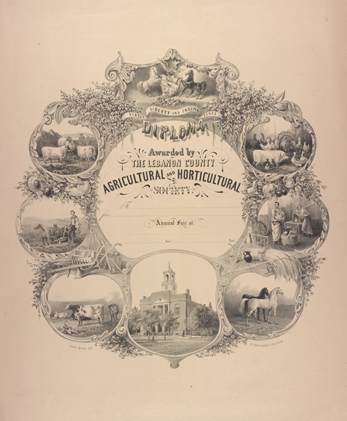 Diploma awarded by the Lebanon County Agricultural and Horticultural Society