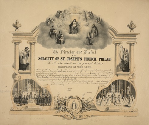 The director and prefect of the Sodality of St. Joseph’s Church, Philada. To all who shall see the present letters greeting in the Lord