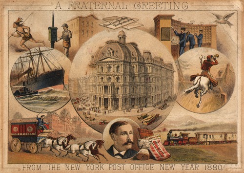 A Fraternal Greeting from the New York Post Office, New Year 1880
