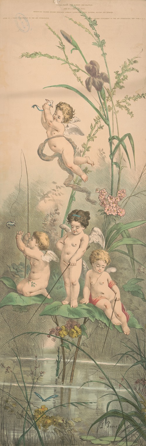 Four cupids fishing